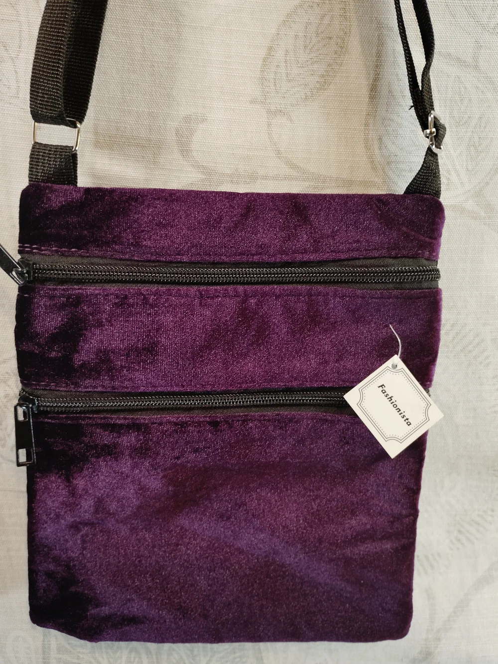 Fashionista Velvet Crossbody Bag in Deep Purple